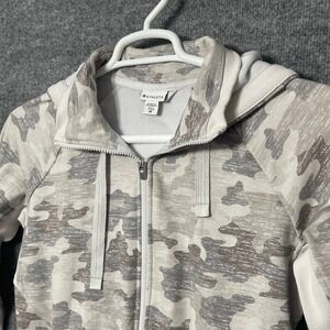 Athleta Camo Full Zip Hoodie Jacket M Medium‎ Gray White Athleisure